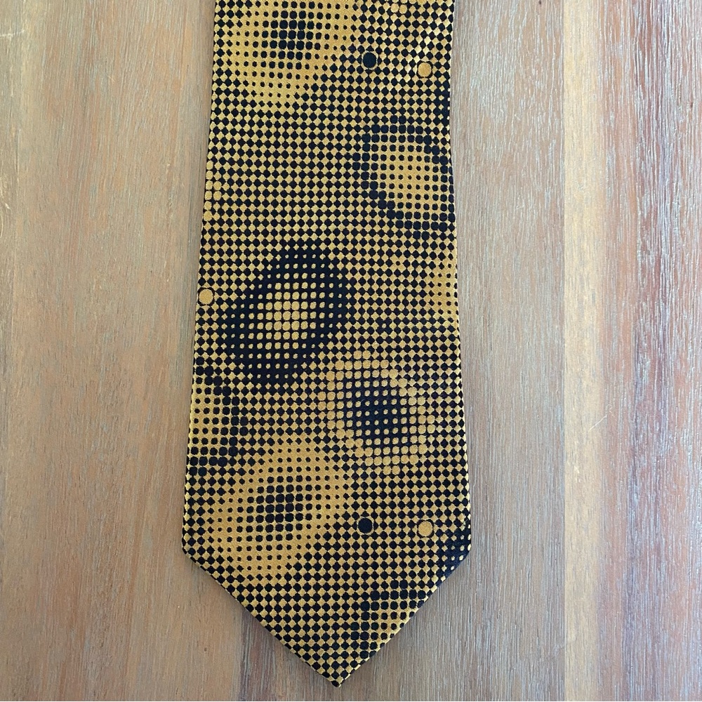 Men's Gold and Black X'Andrini Authentic Italian Silk Tie